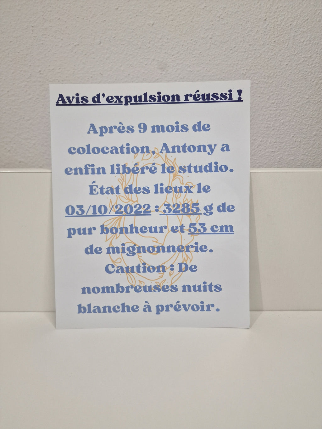 Avis d'Expulsion Réussi  18 x 25,5 cm