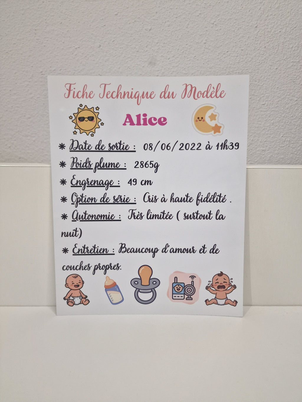 Fiche Technique du Modèle 18 x 25,5 cm