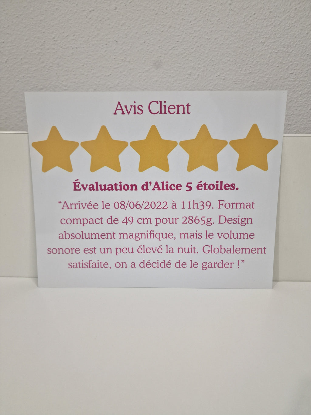 Avis Client  18 x 25,5 cm