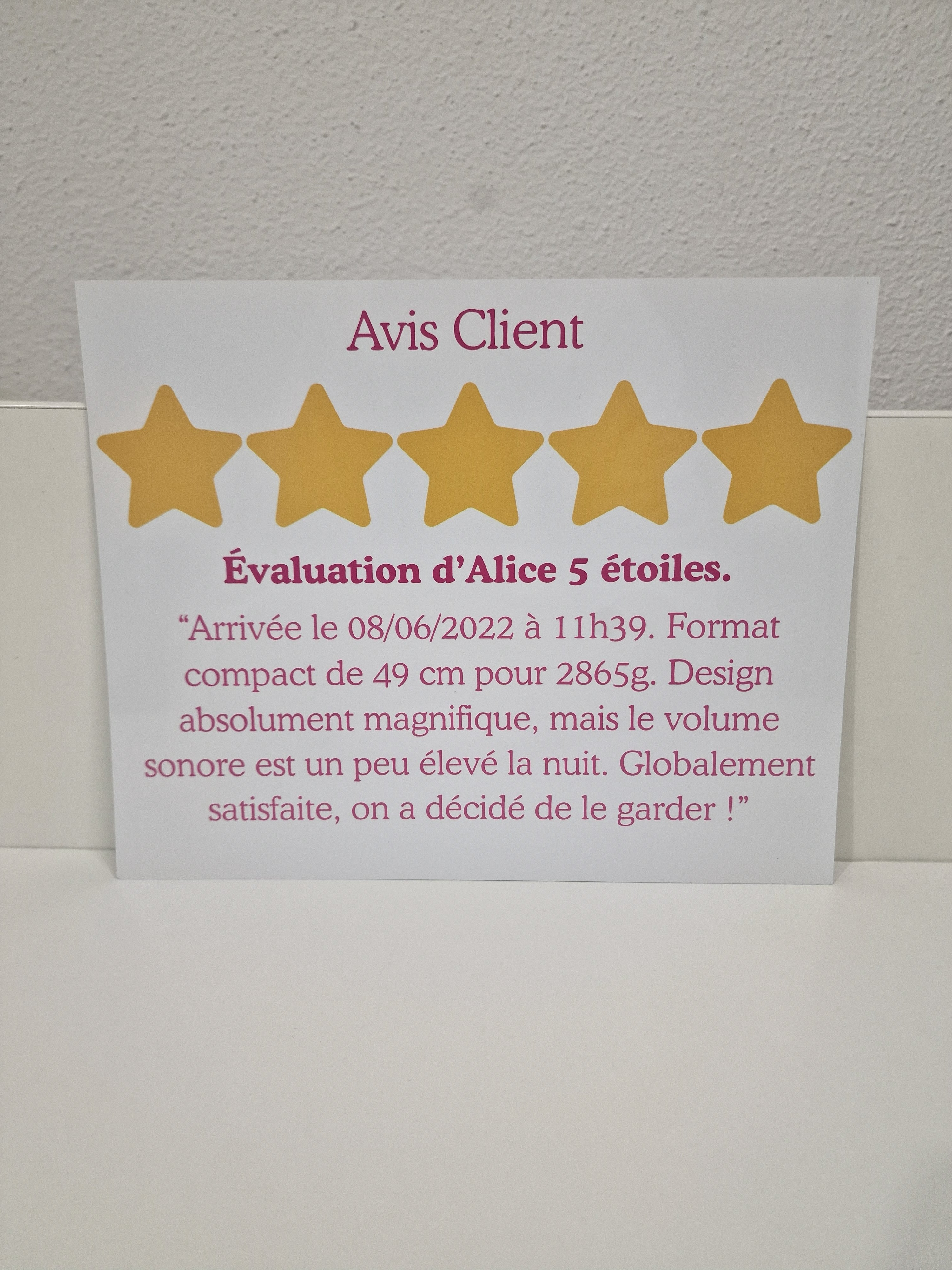 Avis Client  18 x 25,5 cm