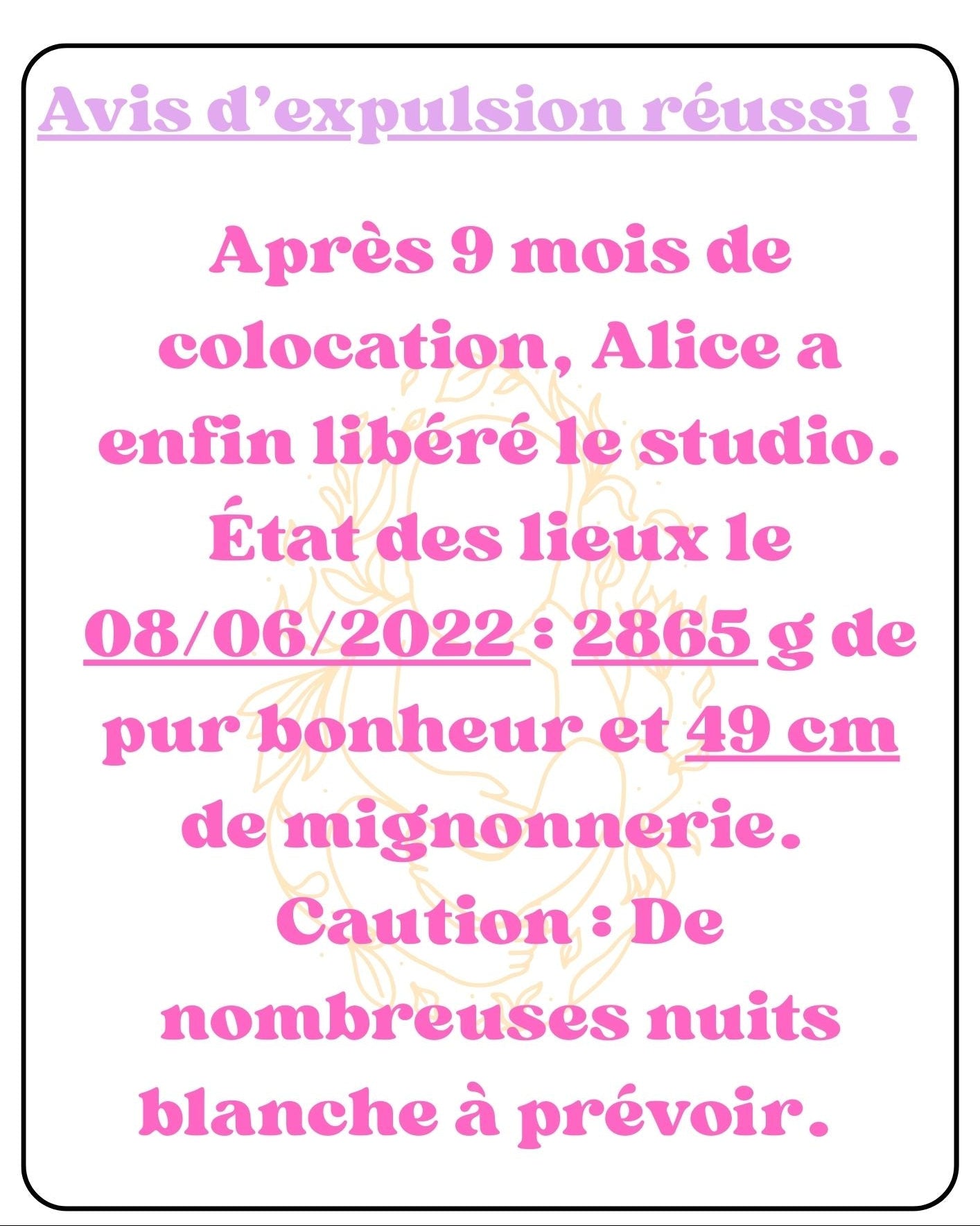 Avis d'Expulsion Réussi  18 x 25,5 cm