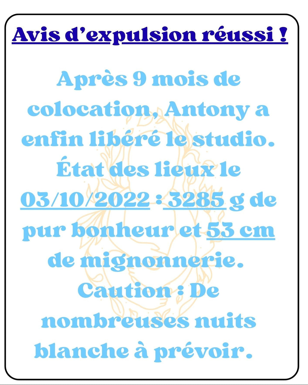 Avis d'Expulsion Réussi  18 x 25,5 cm