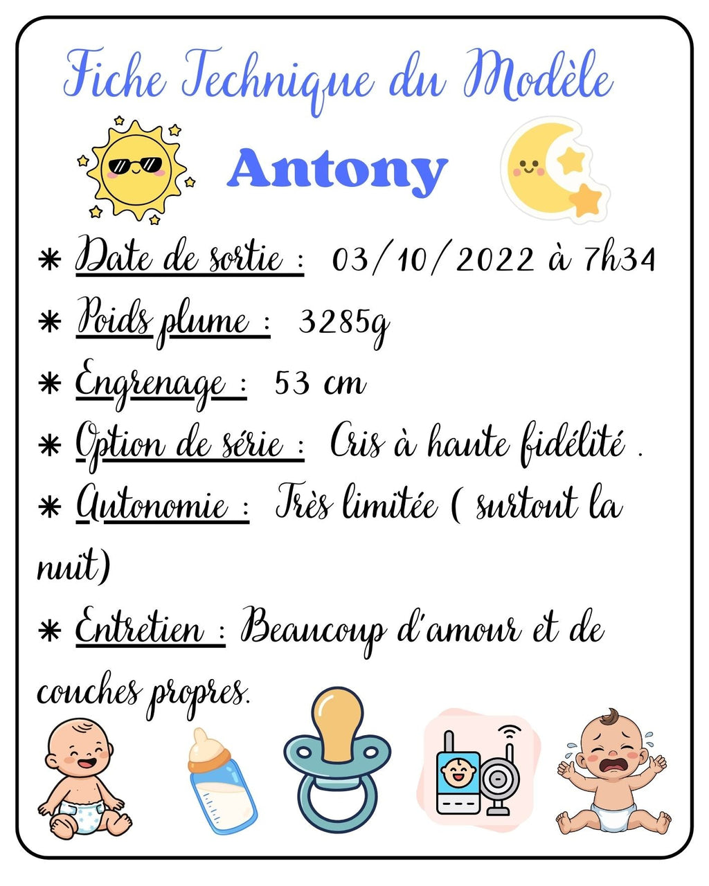 Fiche Technique du Modèle 18 x 25,5 cm